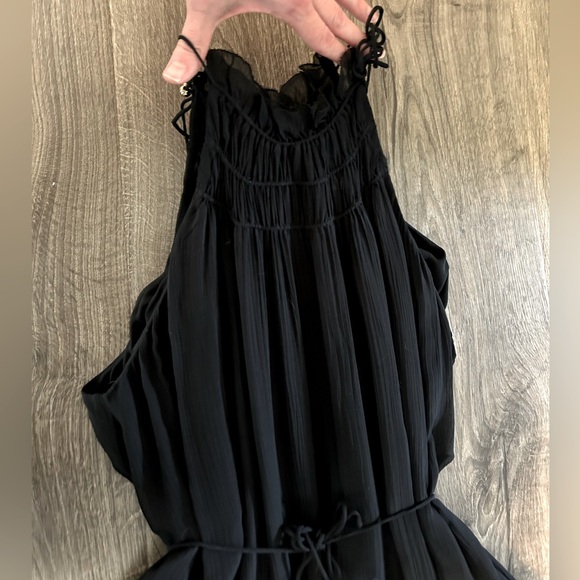 NWT Banana Republic Black Crinkle Maxi Dress with Silk - Size Small - Picture 10 of 13
